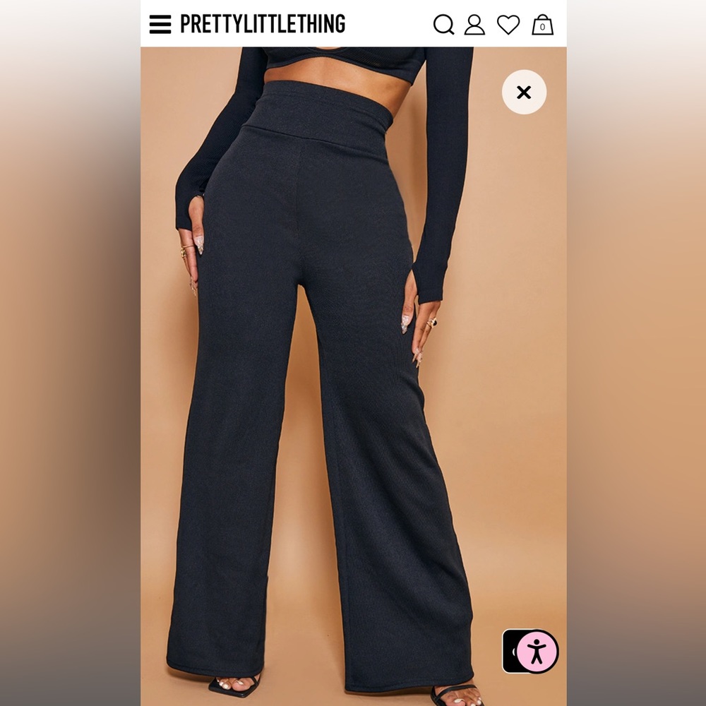 PLT Shape Black Bandage Extreme High Waist Wide Leg Pants Size 14
